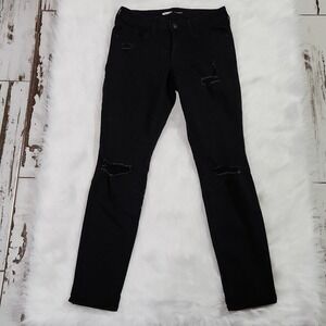 Old Navy -34 Mid-Rise Pop Icon Black Ripped Skinny Jeans‎ 4
